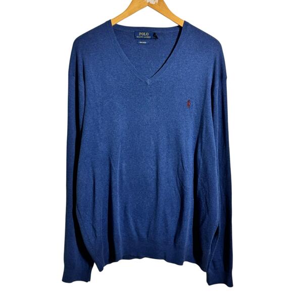 Polo Ralph Lauren Sweater Men XXL Blue Purple Pony Pima Cotton Prep Quite Luxury - Picture 1 of 8